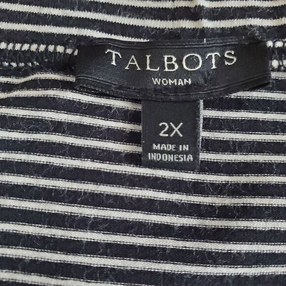 Talbots Woman Black & White Striped Jersey Knit Pull-On Midi Skirt Size 2X - Picture 4 of 5